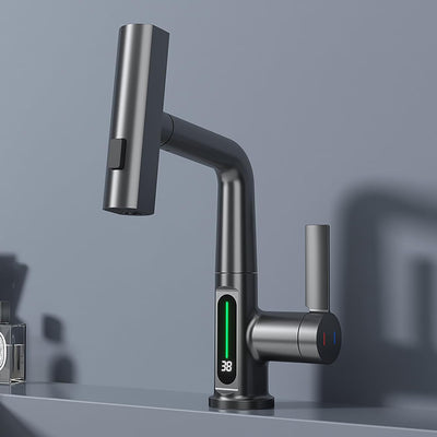 Waterfall Bathroom Faucets with Pull Down Sprayer