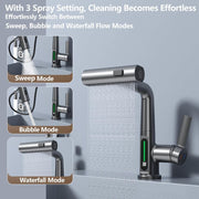 Waterfall Bathroom Faucets with Pull Down Sprayer