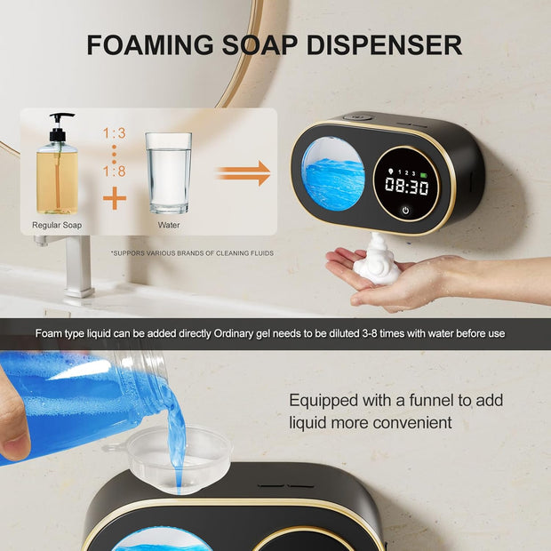 Automatic Soap Dispenser Touchless HD LED Time Display