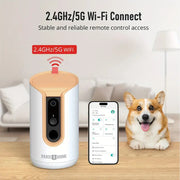 2K Pet Camera, 360°View Dog Camera With Treat Dispensing