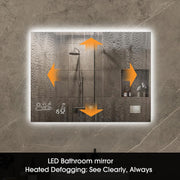 Smart Bathroom Mirror with Bluetooth Wi-Fi Enabled Weather Display