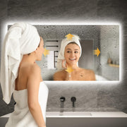 Smart Bathroom Mirror with Bluetooth Wi-Fi Enabled Weather Display