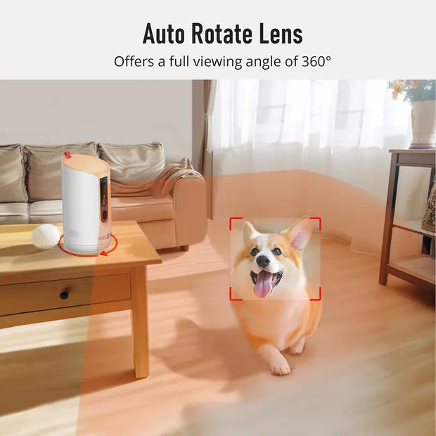 2K Pet Camera, 360°View Dog Camera With Treat Dispensing